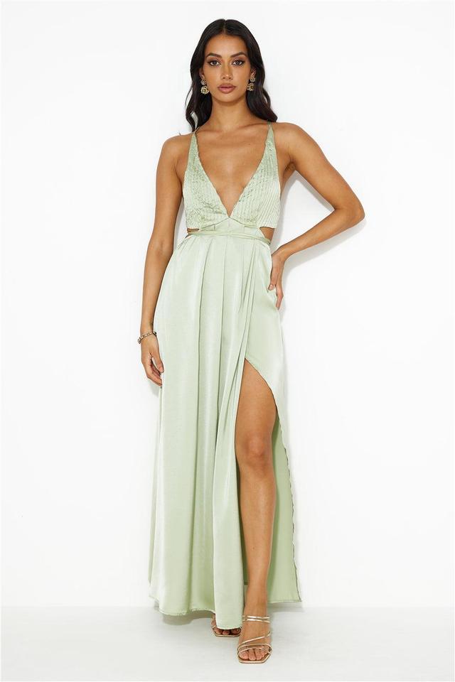 Capture Attention Satin Maxi Dress Sage Product Image