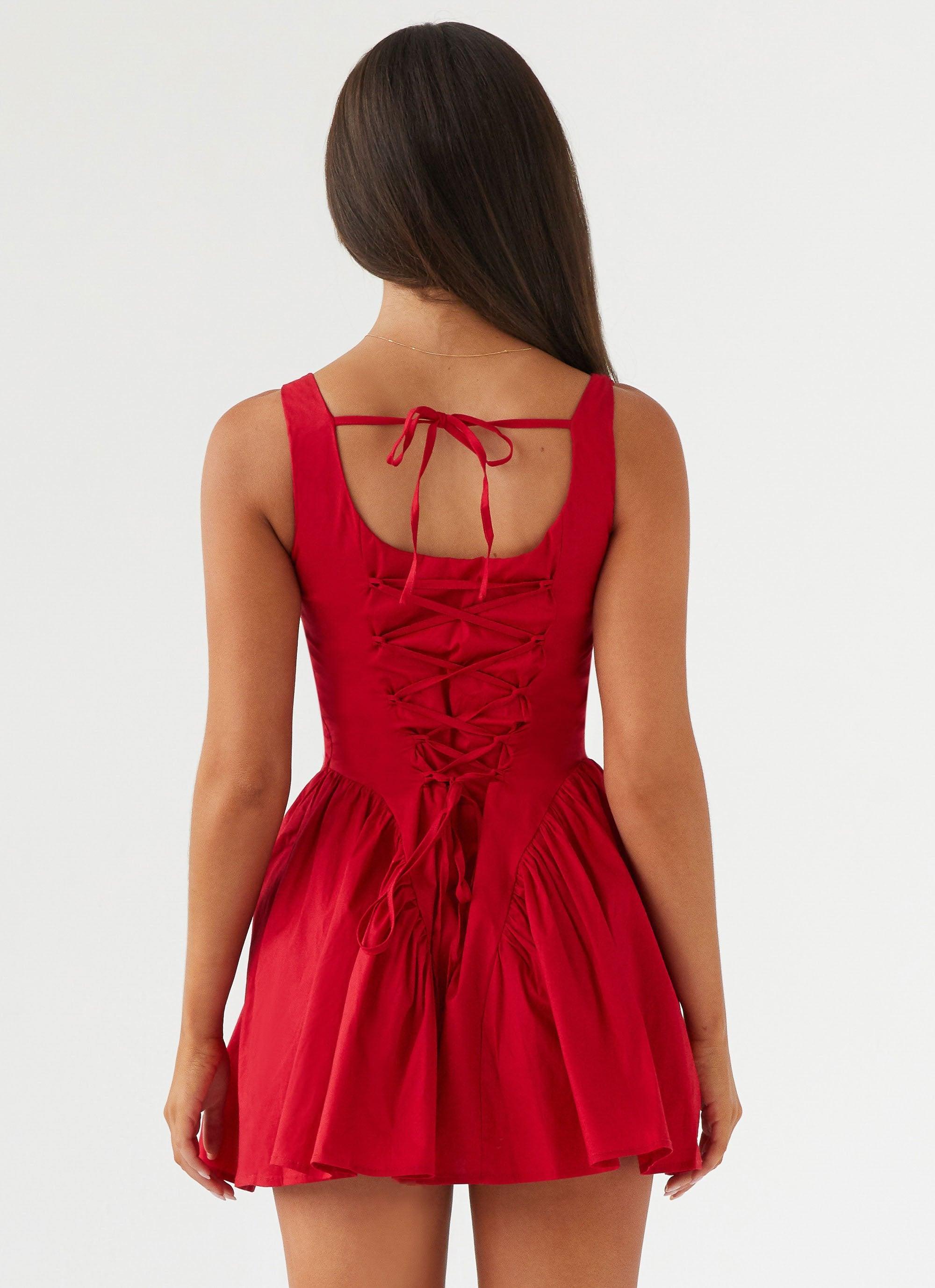 Sassy Soiree Corset Mini Dress - Red Product Image