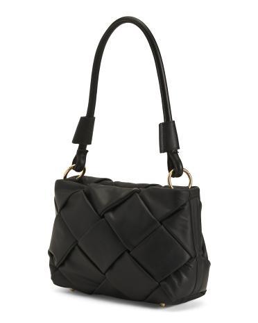 Leather Padded Woven Shoulder Bag for Women Product Image