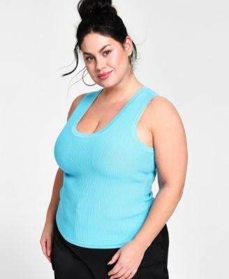 Nina Parker Trendy Plus Size Ribbed Sweater Tank Top Product Image