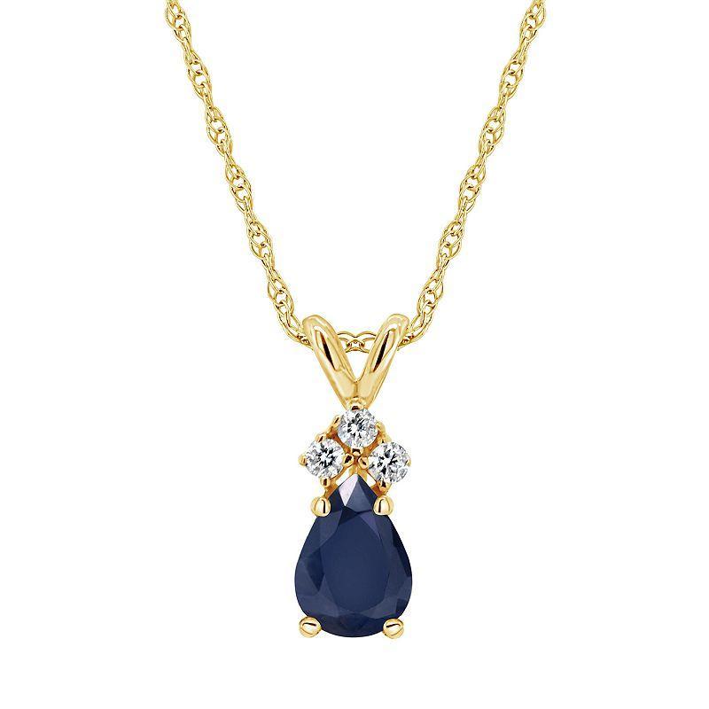 Celebration Gems 14K Yellow Gold 6x4 Pear Shaped Gemstone & Diamond Accent Pendant Necklace, Womens Red Product Image