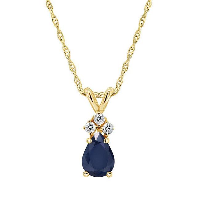 Celebration Gems 14K Yellow Gold 6x4 Pear Shaped Gemstone & Diamond Accent Pendant Necklace, Womens Red Product Image