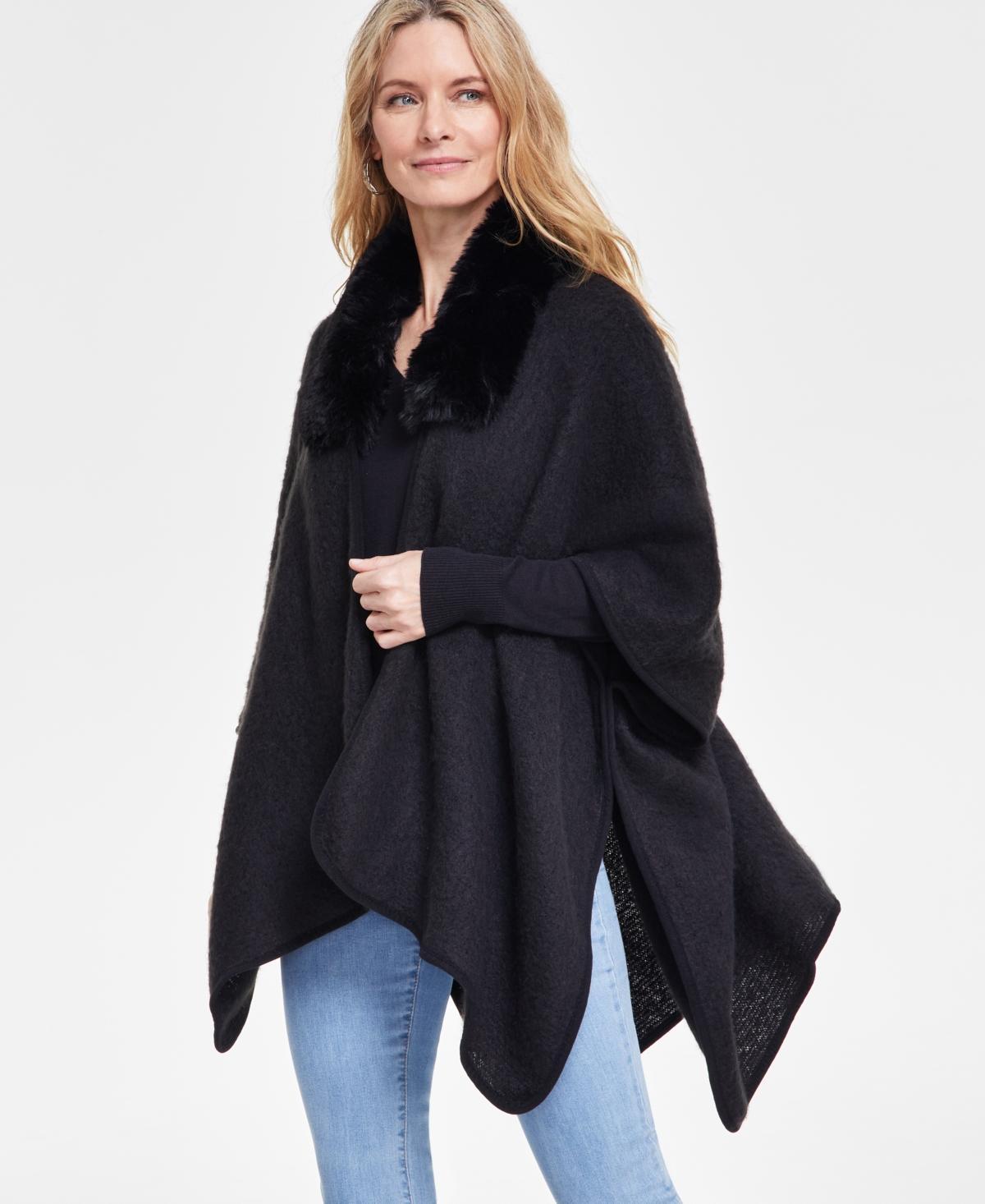 I.n.c. International Concepts Womens Faux-Fur-Collar Topper Wrap, Created for Macys Product Image