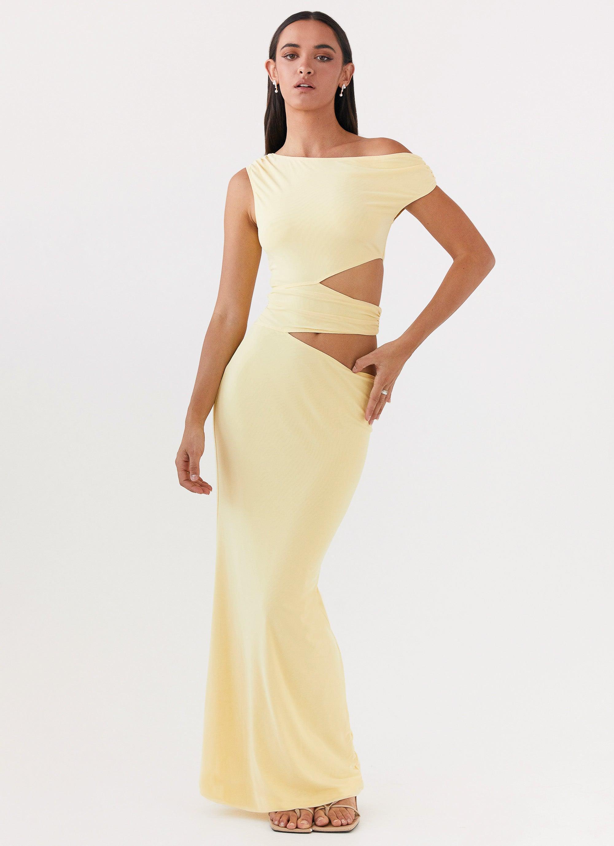 Margot One Shoulder Maxi Dress - Yellow Product Image