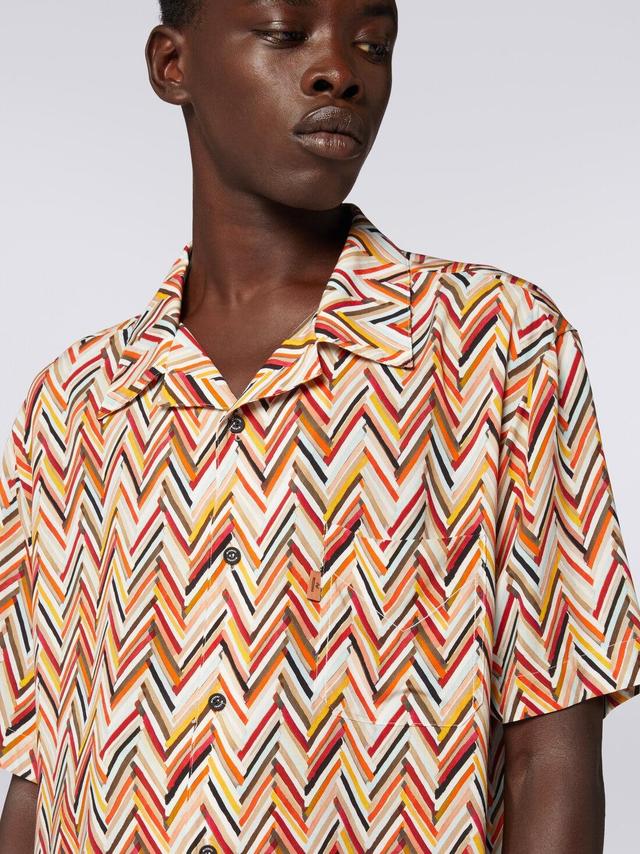 Short-sleeved shirt in viscose with zigzag print Multicoloured | Missoni Product Image