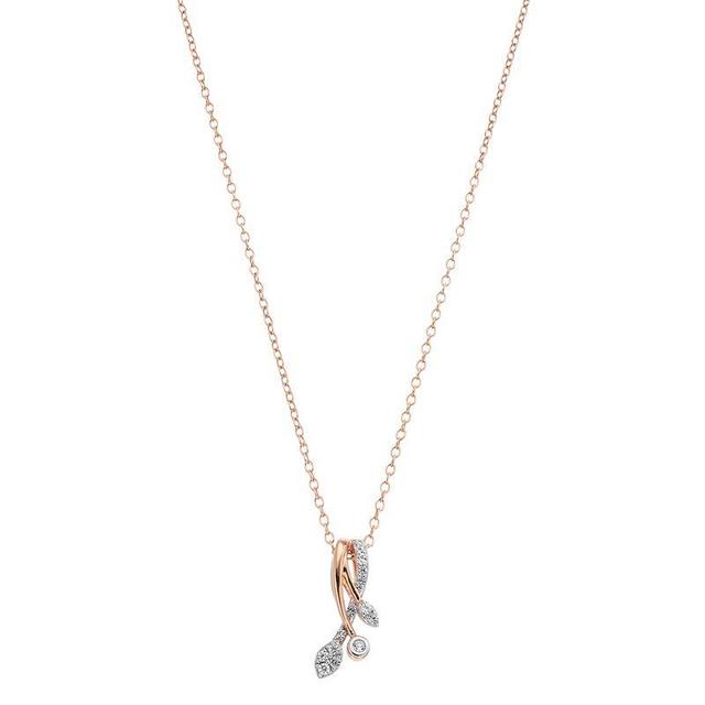 14k Rose Gold Over Silver Lab-Created White Sapphire Pendant Necklace, Womens 14k Pink Plated Product Image