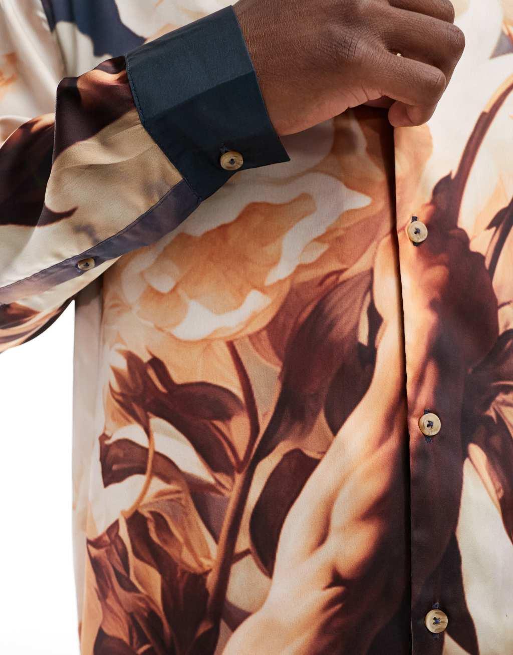 ASOS DESIGN relaxed camp collar shirt with placement print Product Image