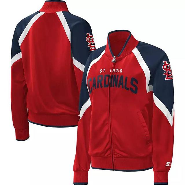 Womens Starter Red St. Louis Cardinals Touchdown Raglan Full-Zip Track Jacket Product Image