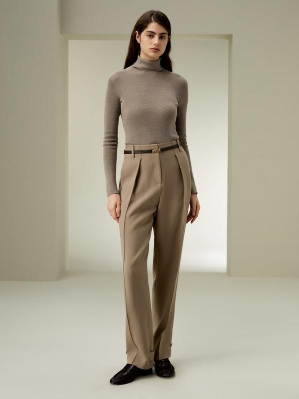 Wool Silk Blend Barrel Pants Product Image