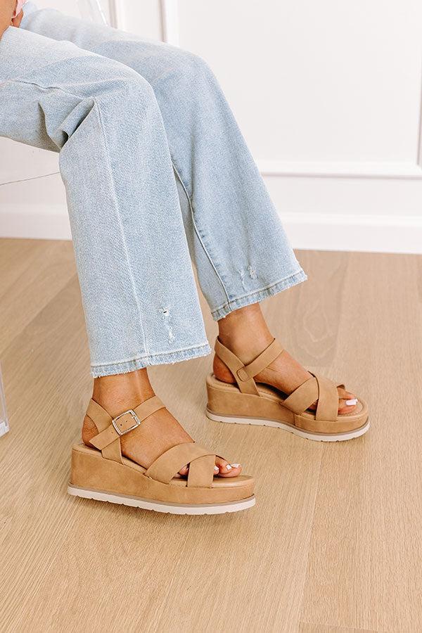 The Madison Faux Nubuck Wedge in Tan Product Image