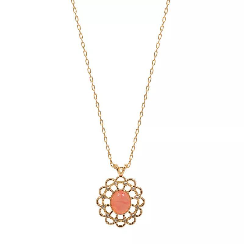 LC Lauren Conrad Gold Tone Vintage Pendant Necklace, Womens, Pink Product Image