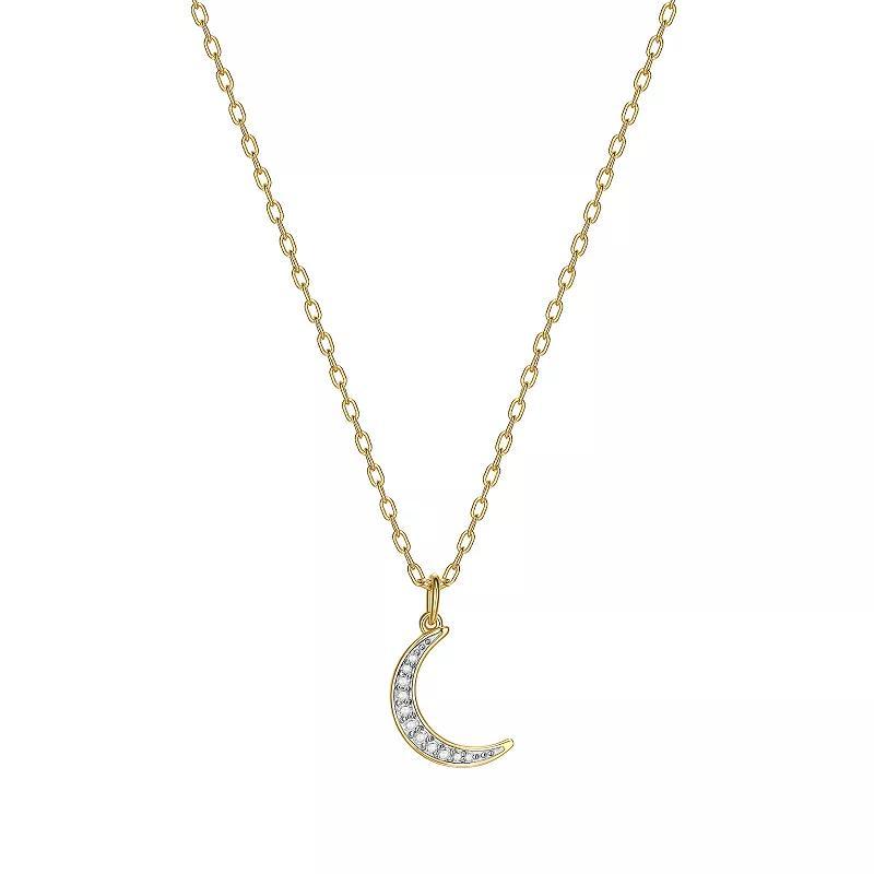 18K Gold Over Silver 1/10 Carat T.W. Diamond Moon Necklace, Womens Gold Tone Product Image