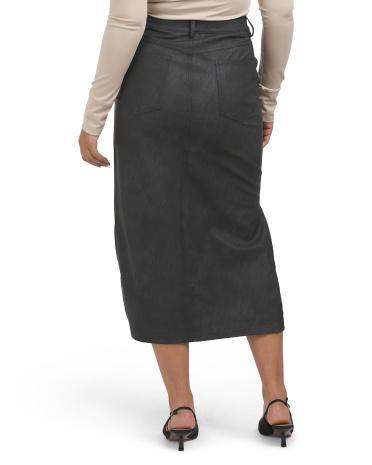 Textured Faux Leather Midi Skirt for Women product image