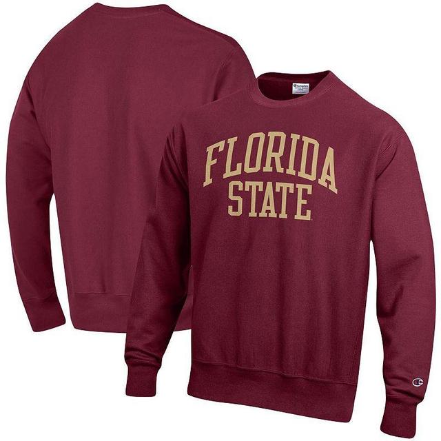 Mens Champion Garnet Florida State Seminoles Arch Reverse Weave Pullover Sweatshirt Product Image