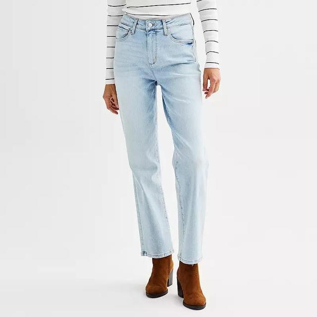 Petite Sonoma Goods For Life High Rise Straight Jeans, Womens Light Blue Product Image