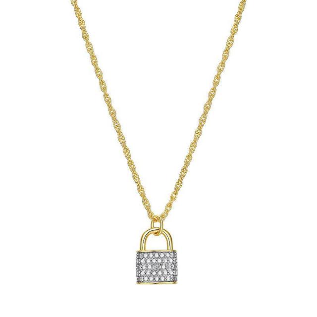 Sarafina Diamond Accent Lock Pendant Necklace, Womens Gold Tone White Product Image