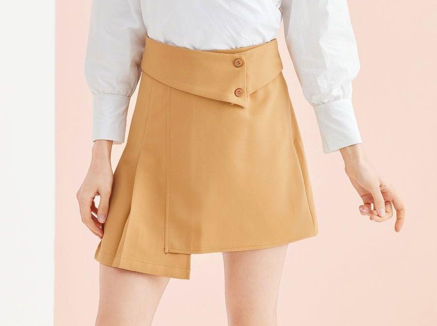 High-Waist Pleated Mini A-Line Skirt Product Image