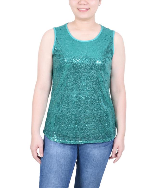 Ny Collection Petite Sleeveless Sequined Tank with Combo Banding Top Product Image