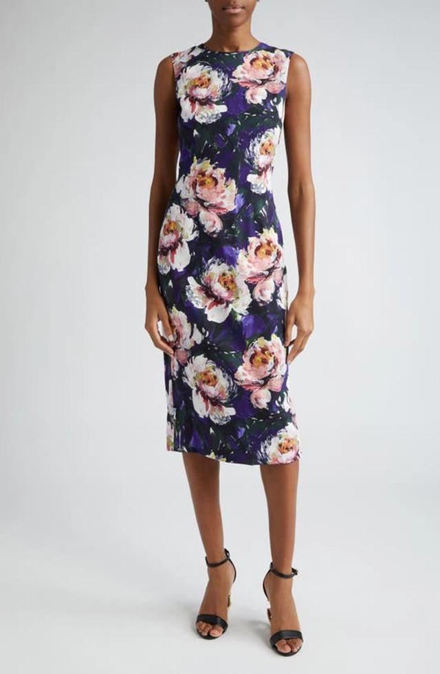 Floral Cady Midi Dress In Blue Product Image