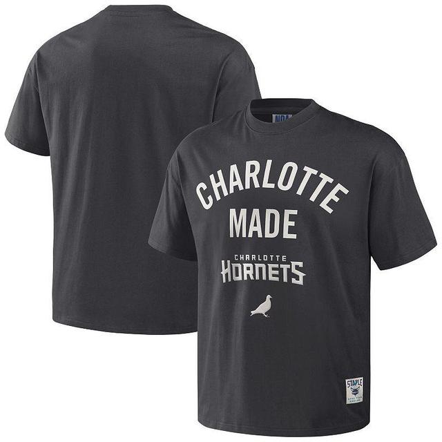 Mens NBA x Staple Anthracite Charlotte Hornets Heavyweight Oversized T-Shirt Product Image