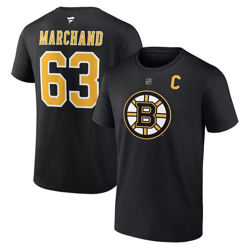 Mens Fanatics Branded Brad Marchand Boston Bruins Authentic Stack Name & Number T-Shirt Product Image