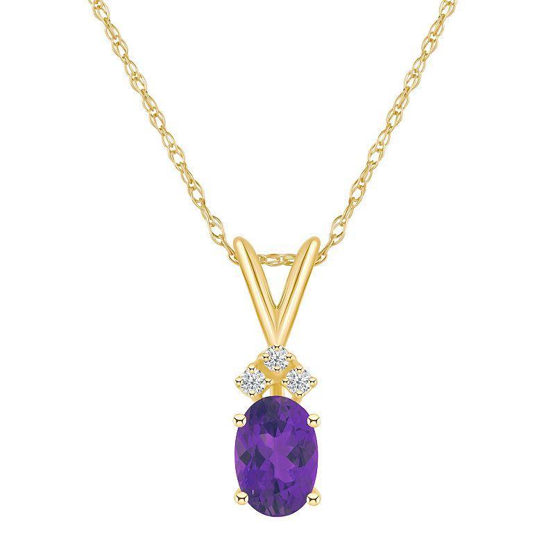 Celebration Gems 14k Gold Gemstone & Diamond Accent Pendant Necklace, Womens Purple Product Image