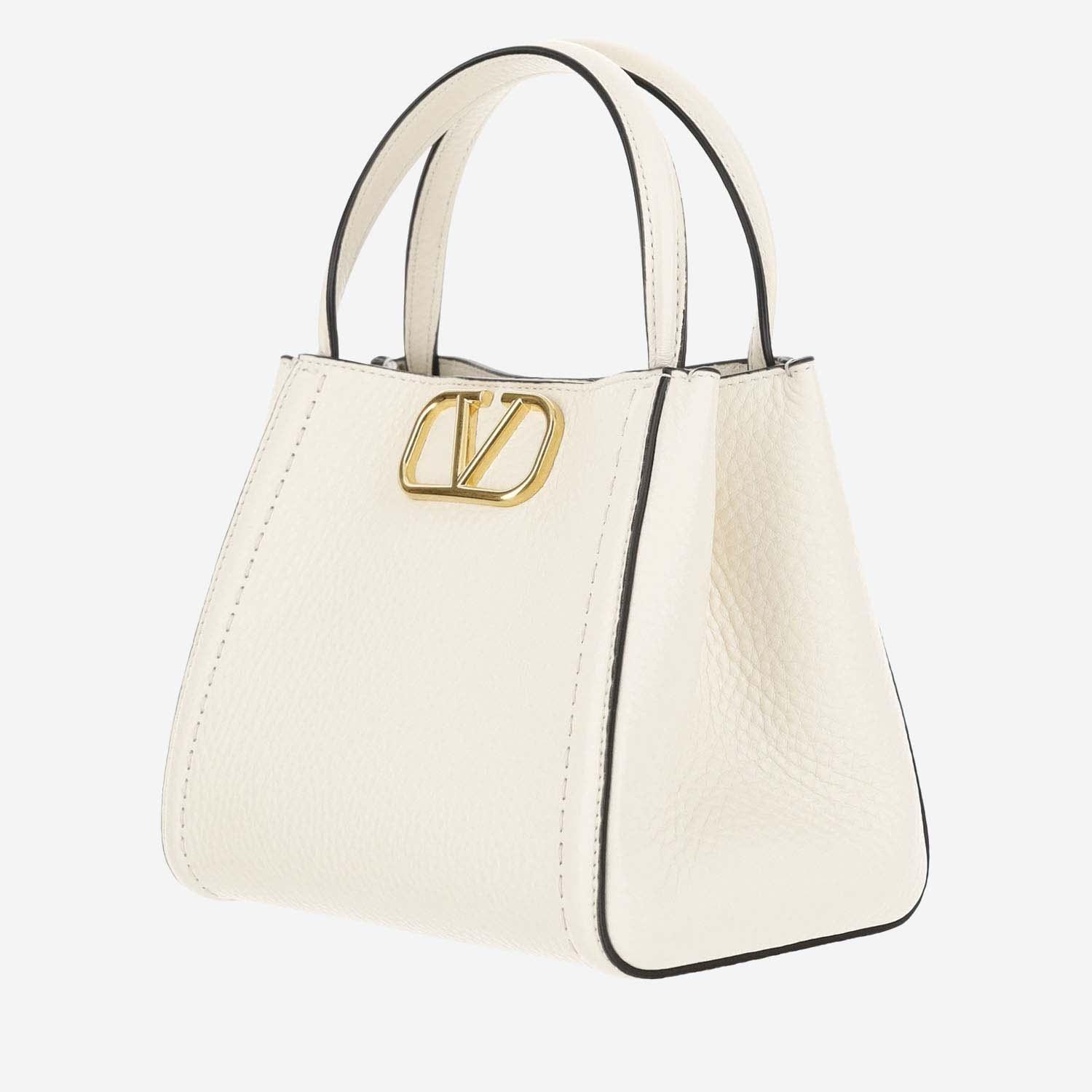 Small Alltime Leather Tote Bag In White Product Image