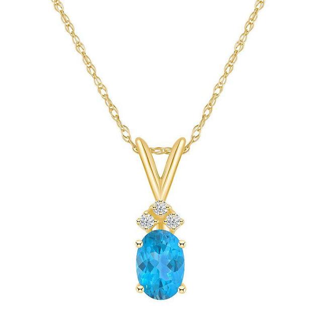 Celebration Gems 14k White Gold Gemstone & Diamond Accent Pendant Necklace, Womens Blue Topaz Product Image