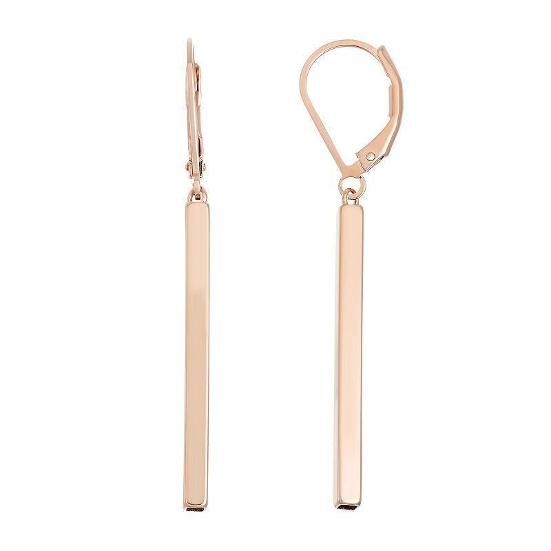 18k Rose Gold Over Silver Stick Drop Earrings, Womens, Pink Product Image