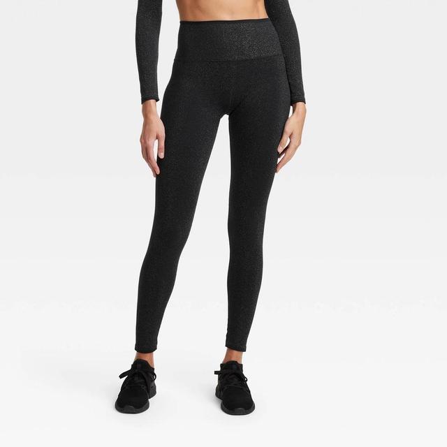 Womens Lurex Seamless High-Rise Leggings - All In Motion Black Product Image