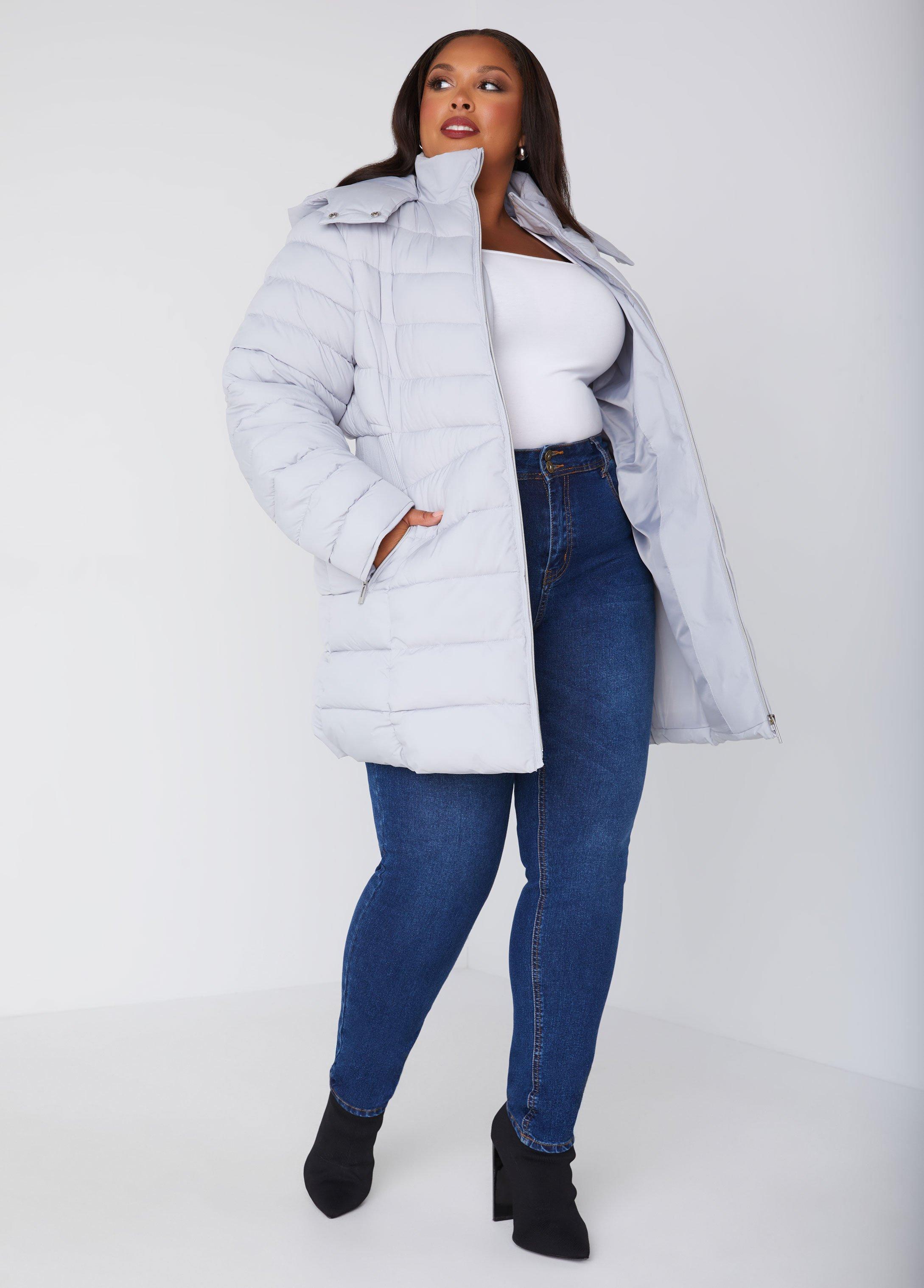 Hooded Ribbed Puffer Coat Product Image