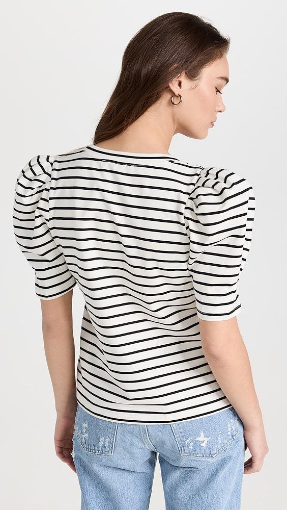 English Factory Stripe Pleated Puff Sleeve Top | Shopbop Product Image