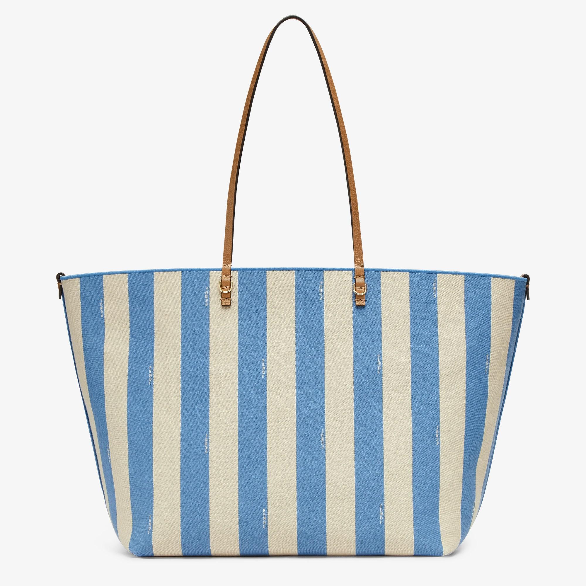 Large RollReversible shopper in Pequin striped and light blue FF fabric Product Image