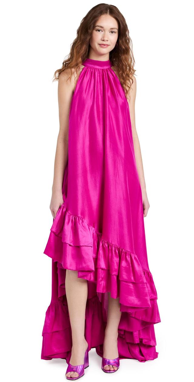 Azeeza Lucas High Neck Asymetrical Dress Magenta One Size Product Image