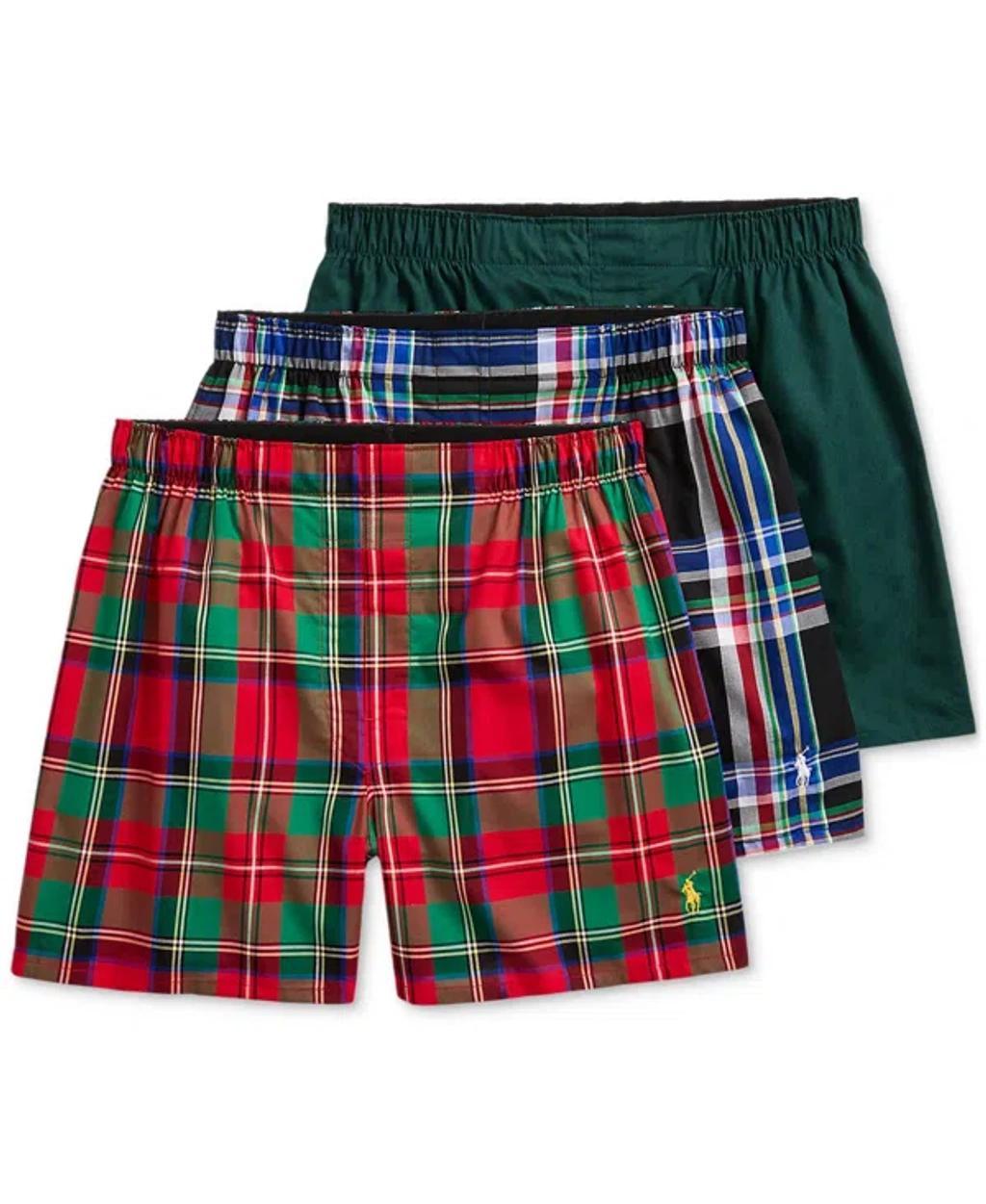 POLO RALPH LAUREN Classic Fit Cotton Woven Boxers 3 Pack In Montrose Plaid,marris Plaid,classic Cr Product Image