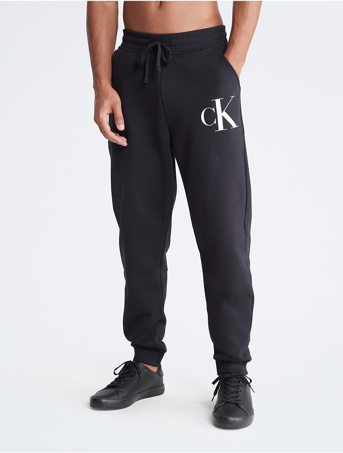 Calvin Klein Mens Monogram Logo Fleece Joggers - Black - XXL Product Image