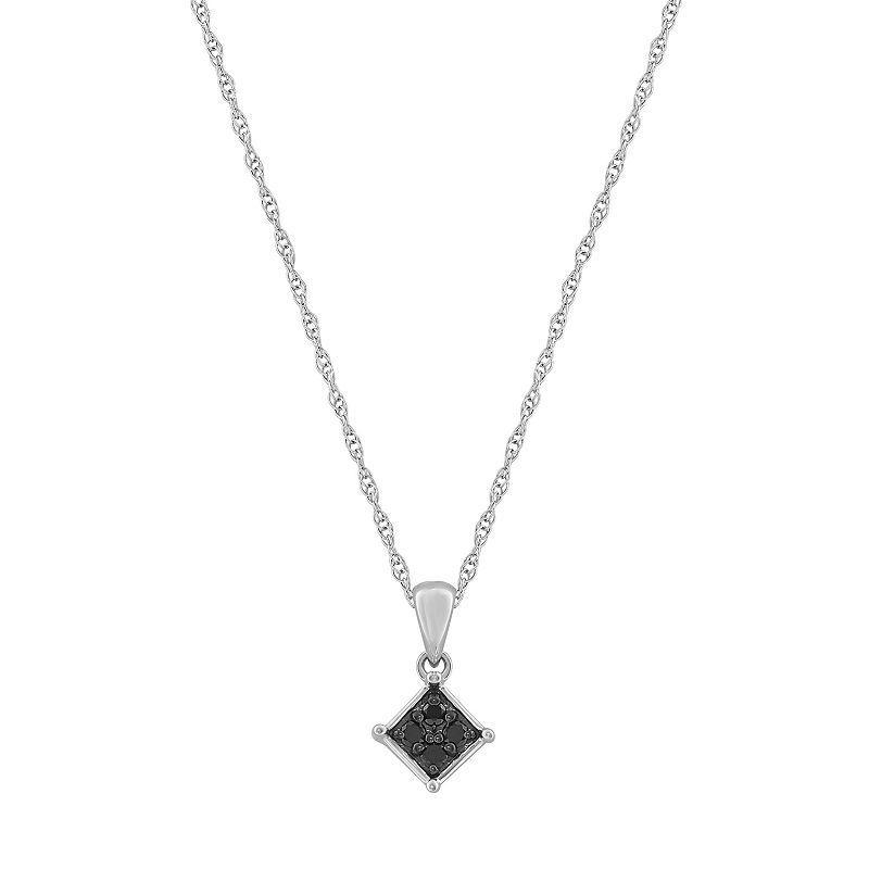 Celebration Gems 10k Gold 1/10 Carat T.W. Black Diamond Square Cluster Pendant, Womens Product Image