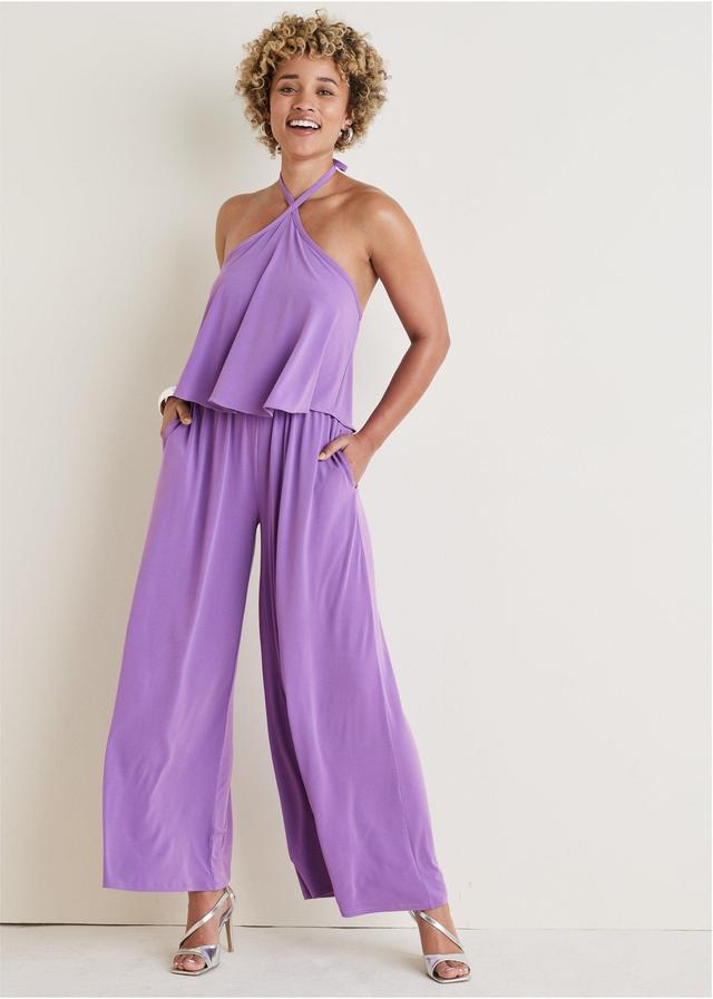 Cross Neck Jumpsuit - Purple Product Image