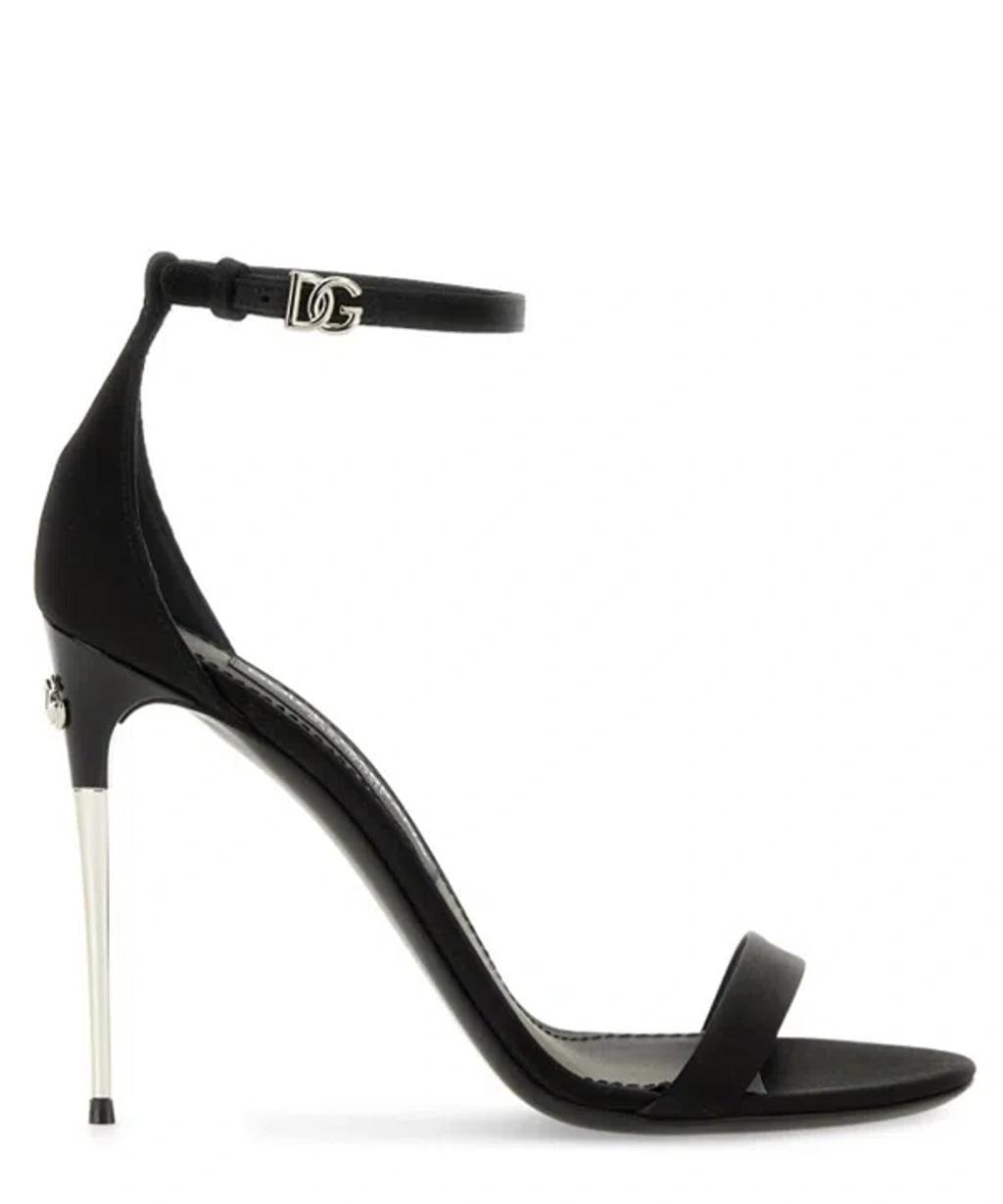 DOLCE & GABBANA Black Keira 105 Satin Sandals product image