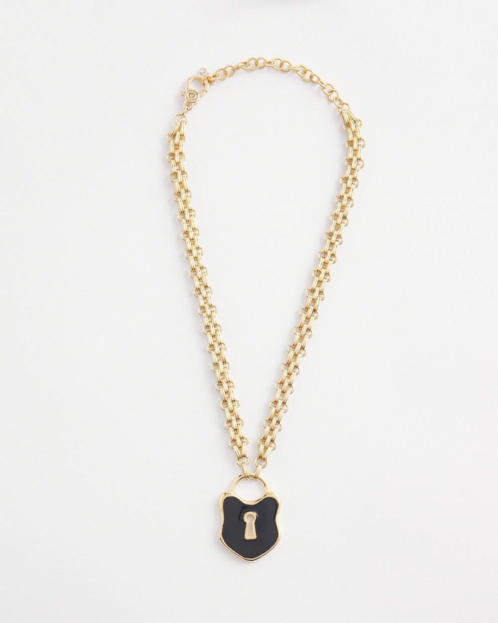 Black and Gold-tone Lock Pendant Product Image