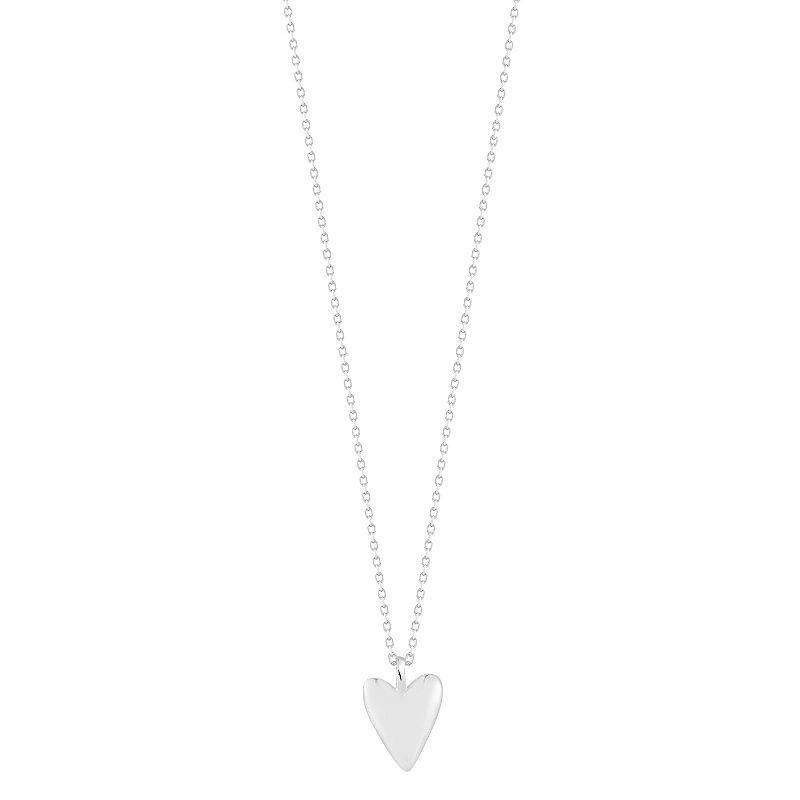 Sunkissed Sterling Dainty Puffed Heart Pendant Necklace, Womens Silver Tone Product Image