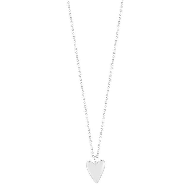 Sunkissed Sterling Dainty Puffed Heart Pendant Necklace, Womens Silver Tone Product Image