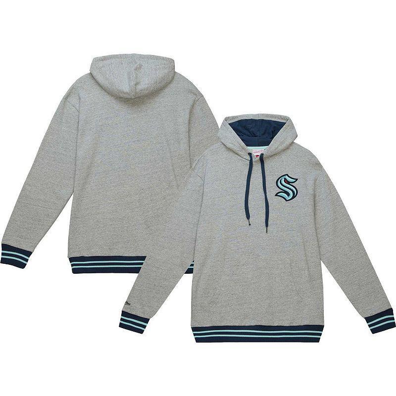 Mens Mitchell & Ness Heather Gray Seattle Kraken Classic French Terry Pullover Hoodie Product Image