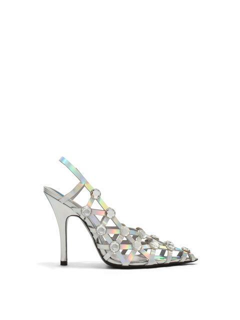 ''Grid'' holographic silver slingback Product Image