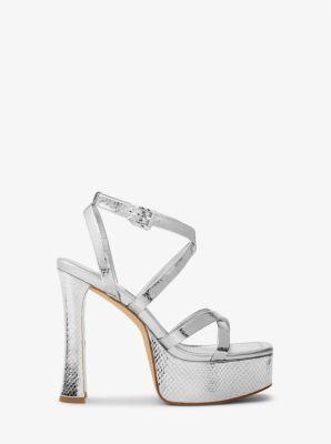 Paola Metallic Snake Embossed Leather Platform Sandal Product Image