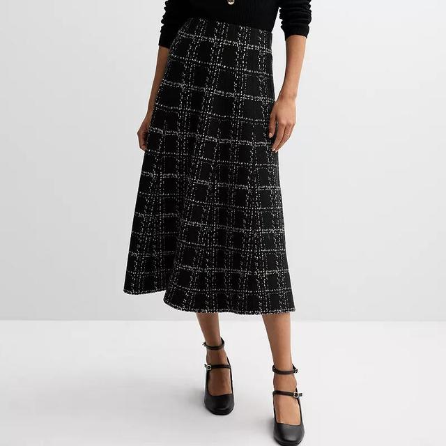 Womens Catherine Malandrino Pull-On Plaid Jacquard Flare Skirt Product Image