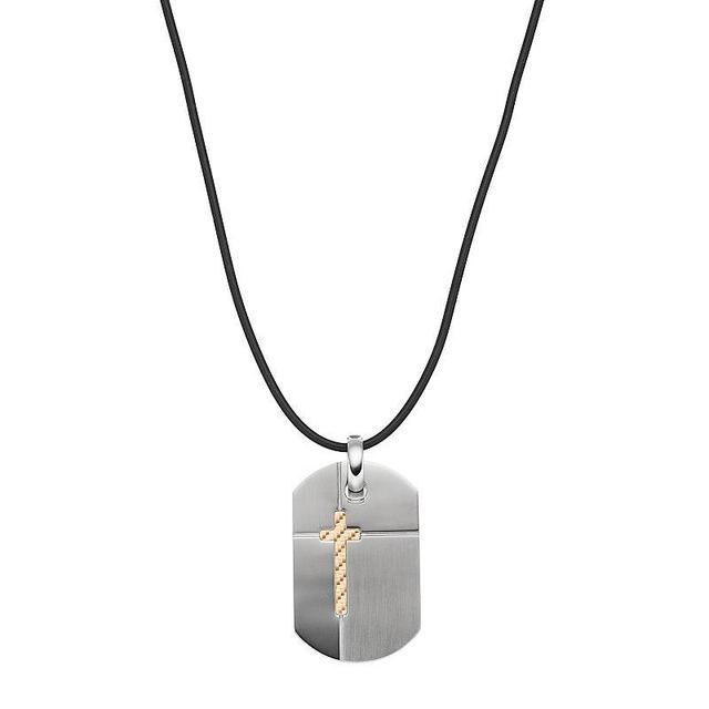 Mens Stainless Steel Cross Dog Tag Necklace Multicolor Product Image