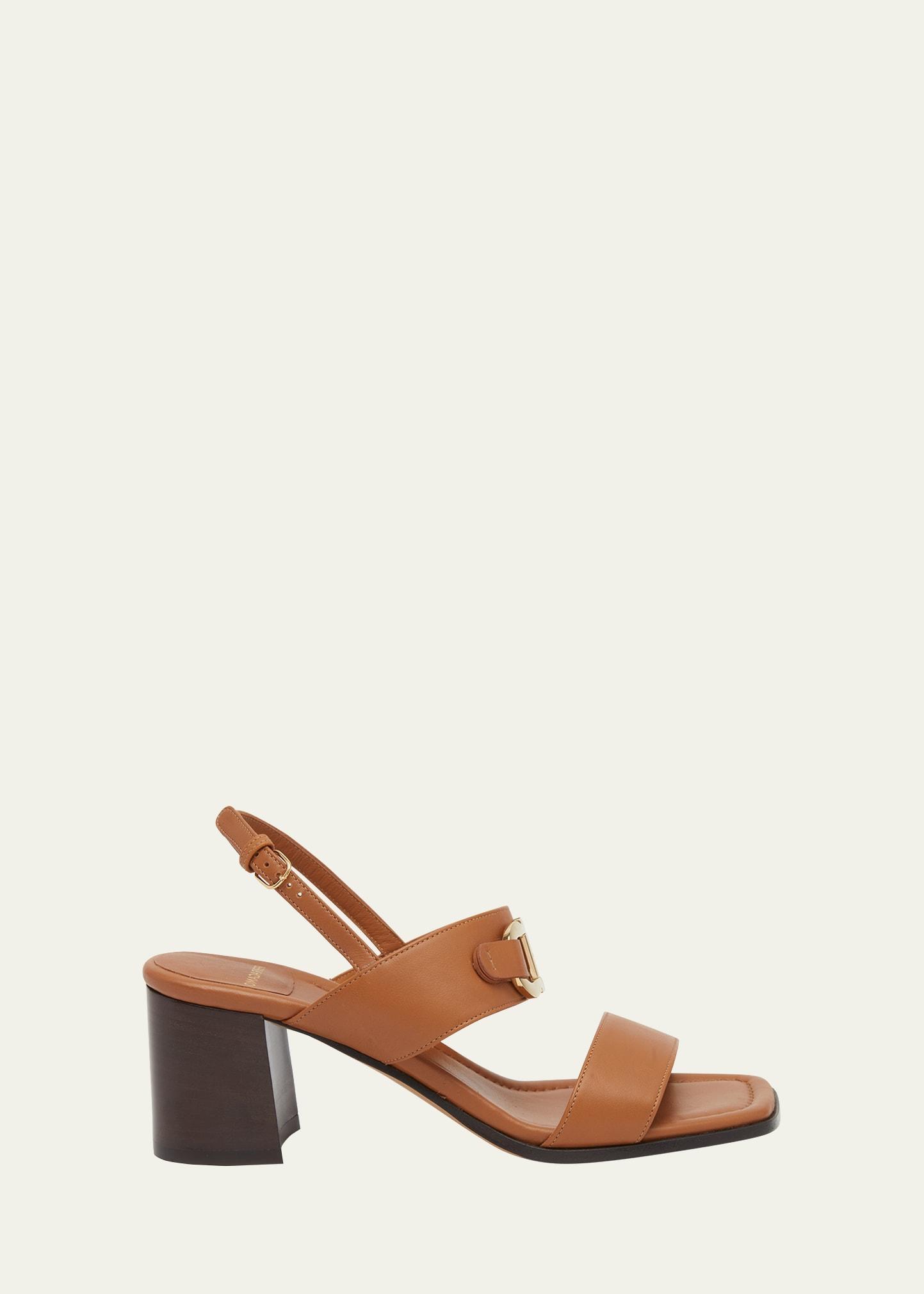 Lou Leather Gancio Slingback Sandals Product Image