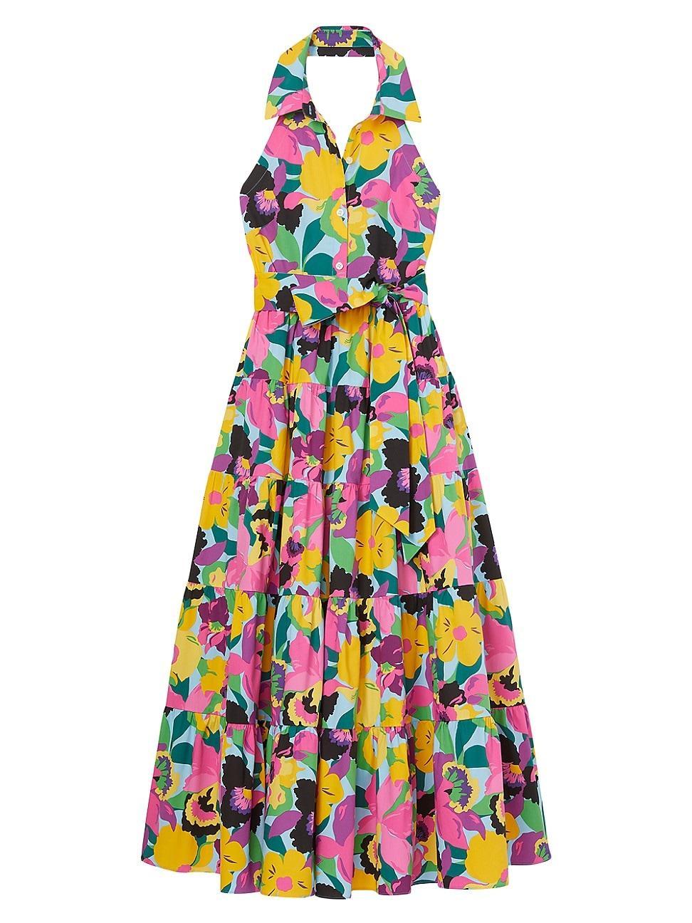 Womens Orchid Bloom Halter Tiered Maxi Dress Product Image