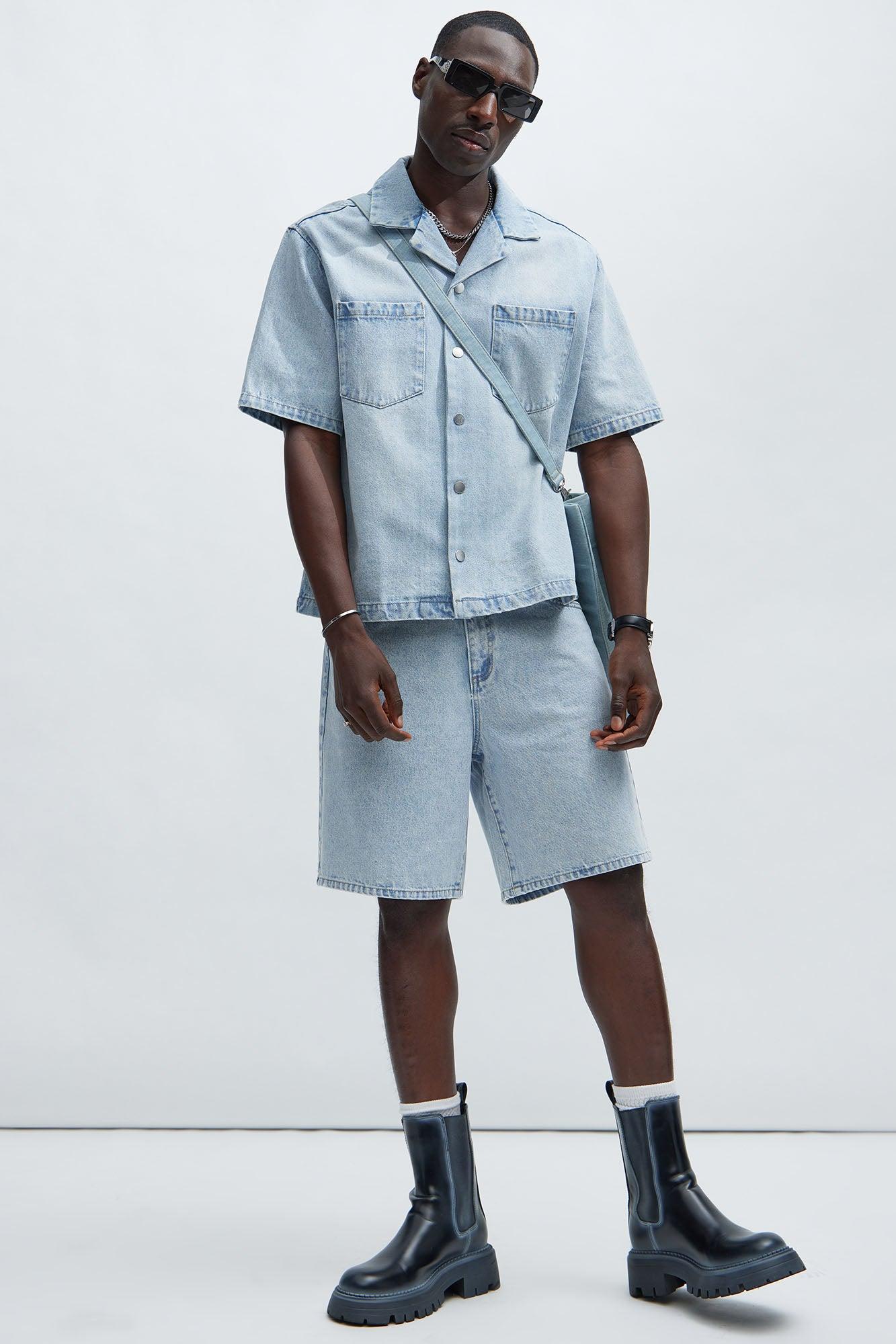 Colin Relaxed Denim Shorts - Light Blue Wash Product Image